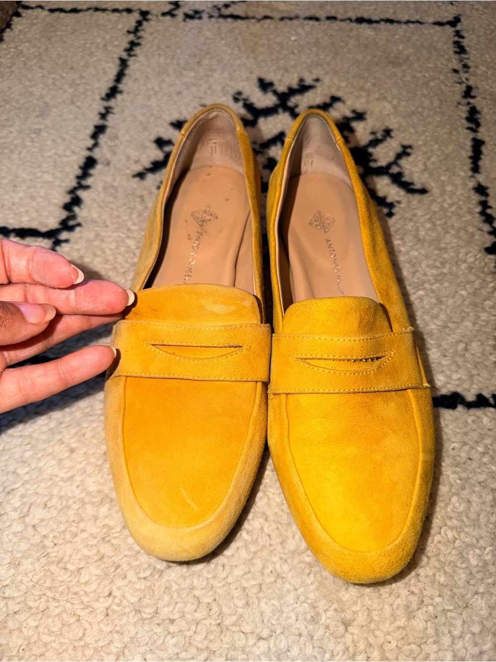 ANTONIO MELANI Yellow Suede Penny Loafers